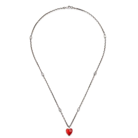 Gucci Red Enamel G Logo Necklace Authentic - Picture 7 of 9
